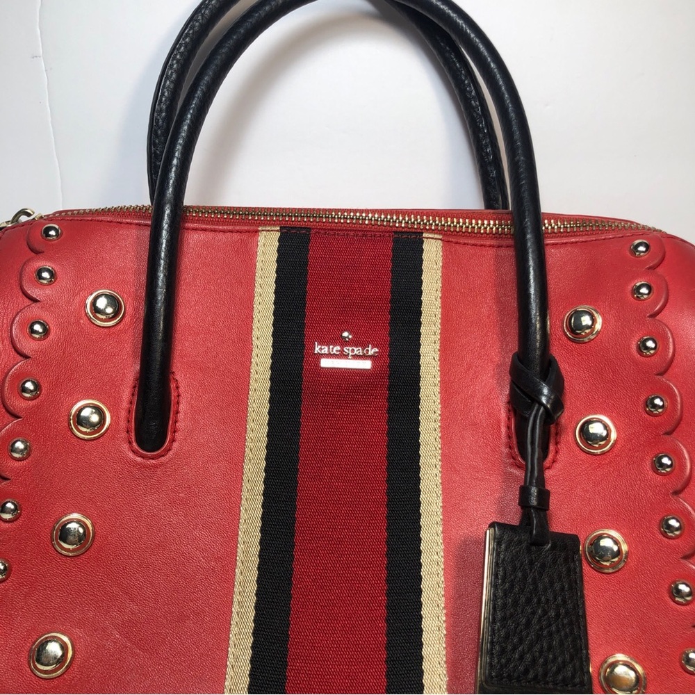 Kate Spade Madison Avenue Stewart Red Carpet Leather Studded Mega Lane Rare Bag - Picture 3 of 15